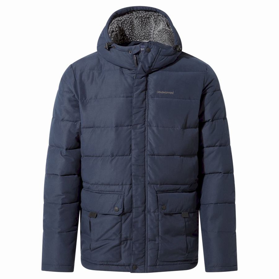Men's Craghoppers Insulated Trillick Downhike Hooded Jackets Navy Dark Blue | WCK2729XD