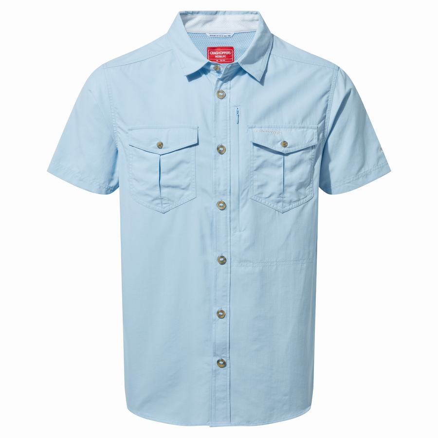 Men's Craghoppers NosiLife Adventure II Short Sleeved Shirts Blue | YJY5514KY