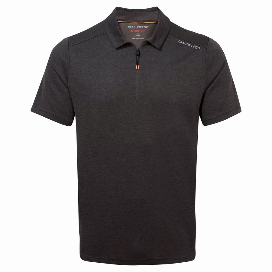 Men's Craghoppers NosiLife Pro Active Short Sleeved Polo T-Shirts Black | DUS431SF