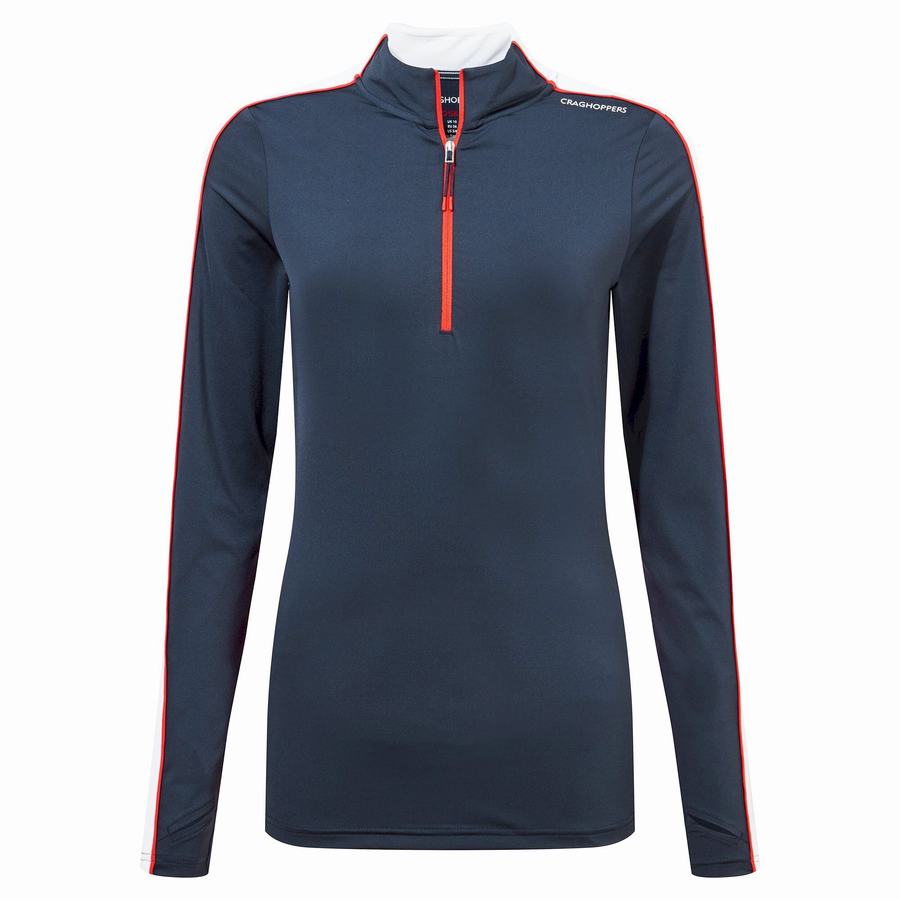 Women's Craghoppers NosiLife Marcella Long Sleeved T-Shirts Blue Navy | BJK7052AD