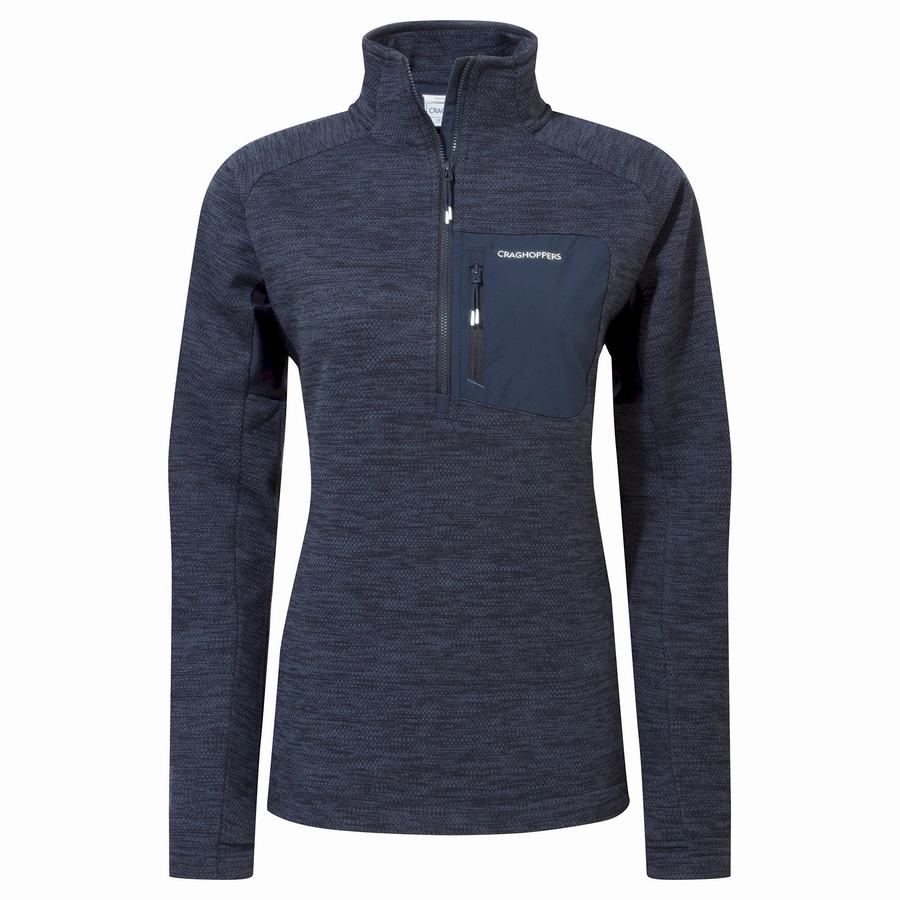 Women's Craghoppers Trina Half Zip Sweaters Blue Navy | ROC3543QZ