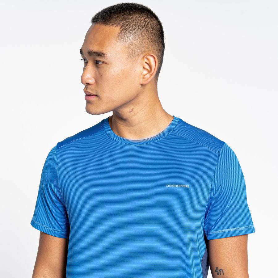 Men's Craghoppers Atmos Short Sleeved T-Shirts Blue | RIK8537QV