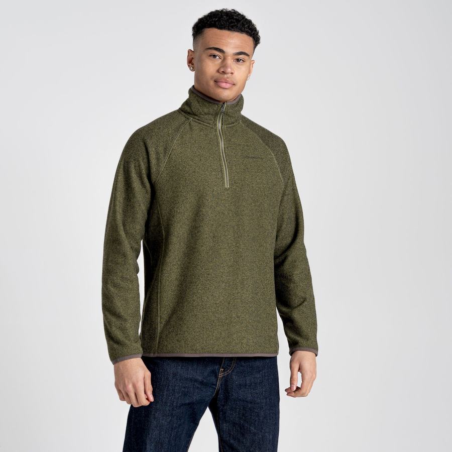 Men's Craghoppers Durrus Half Zip Sweaters Olive Green | TLE5621SR