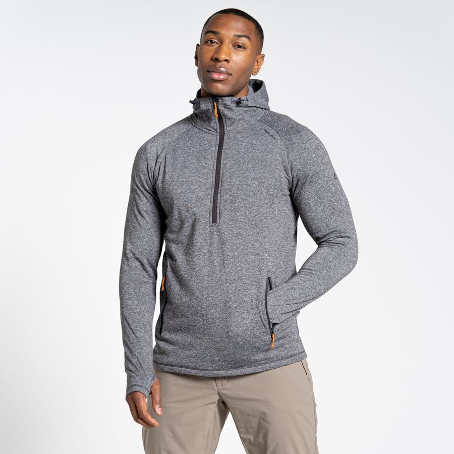 Men's Craghoppers Dynamic Hooded Half Zip Top T-Shirts Black | SAL1221JE