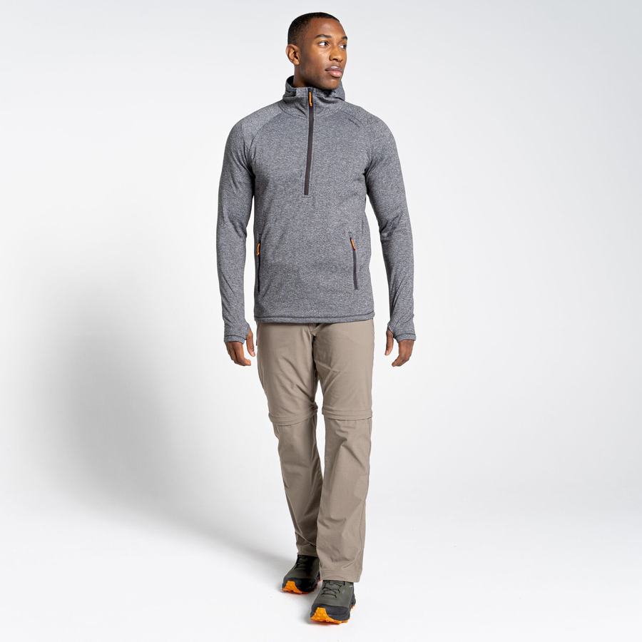 Men's Craghoppers Dynamic Hooded Half Zip Top T-Shirts Black | SAL1221JE