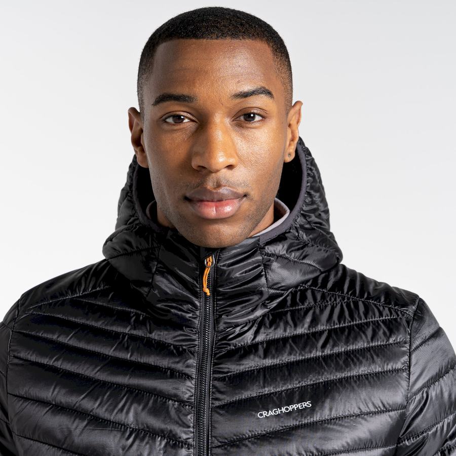 Men's Craghoppers Insulated ExpoLite Hooded Jackets Black Orange | PPJ6212VM