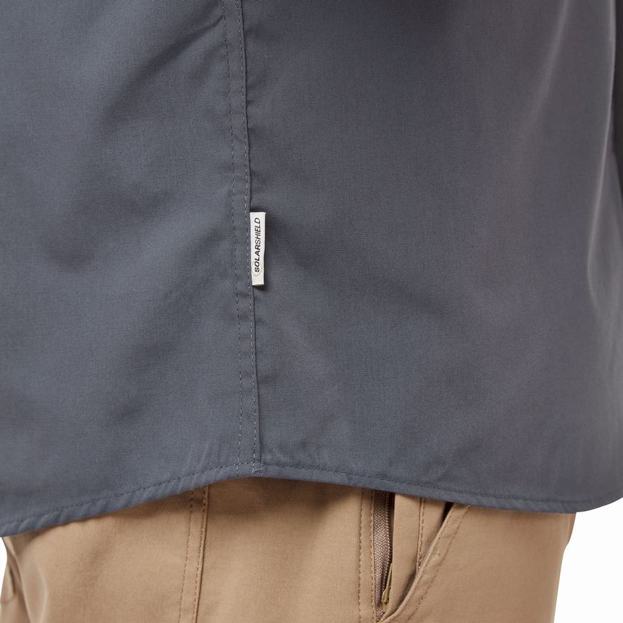 Men's Craghoppers Kiwi Boulder Long Sleeved Shirts Blue | YLE935XT