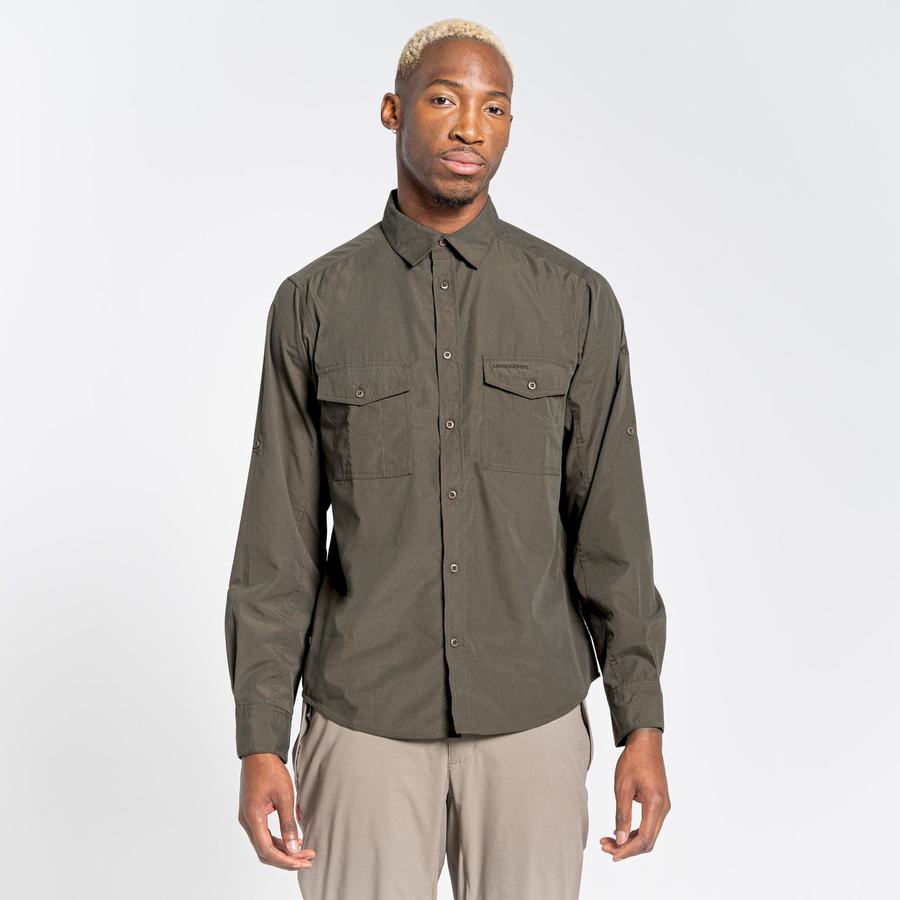 Men's Craghoppers Kiwi Long Sleeved Shirts Green | YNZ194EV