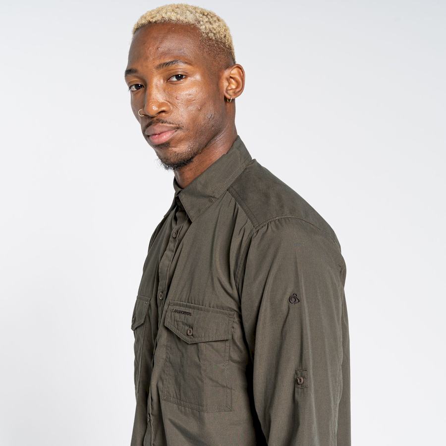 Men's Craghoppers Kiwi Long Sleeved Shirts Green | YNZ194EV