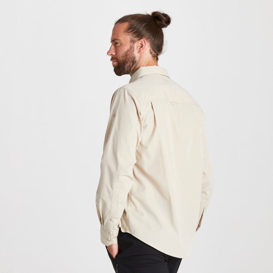 Men's Craghoppers Kiwi Long Sleeved Shirts Beige | YWZ8242HE