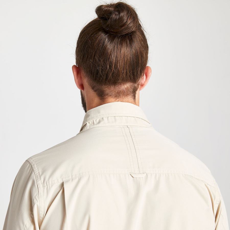 Men's Craghoppers Kiwi Long Sleeved Shirts Beige | YWZ8242HE