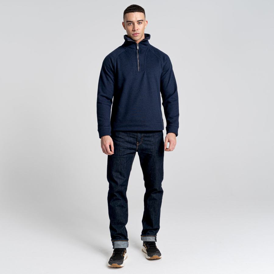 Men's Craghoppers Logan Half Zip Sweaters Blue Navy | FRT4399WS