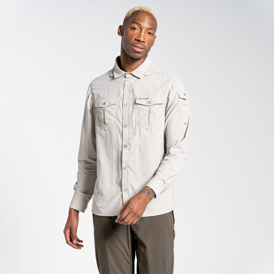 Men's Craghoppers NosiLife Adventure II Long Sleeved Shirts White | BIO729BH