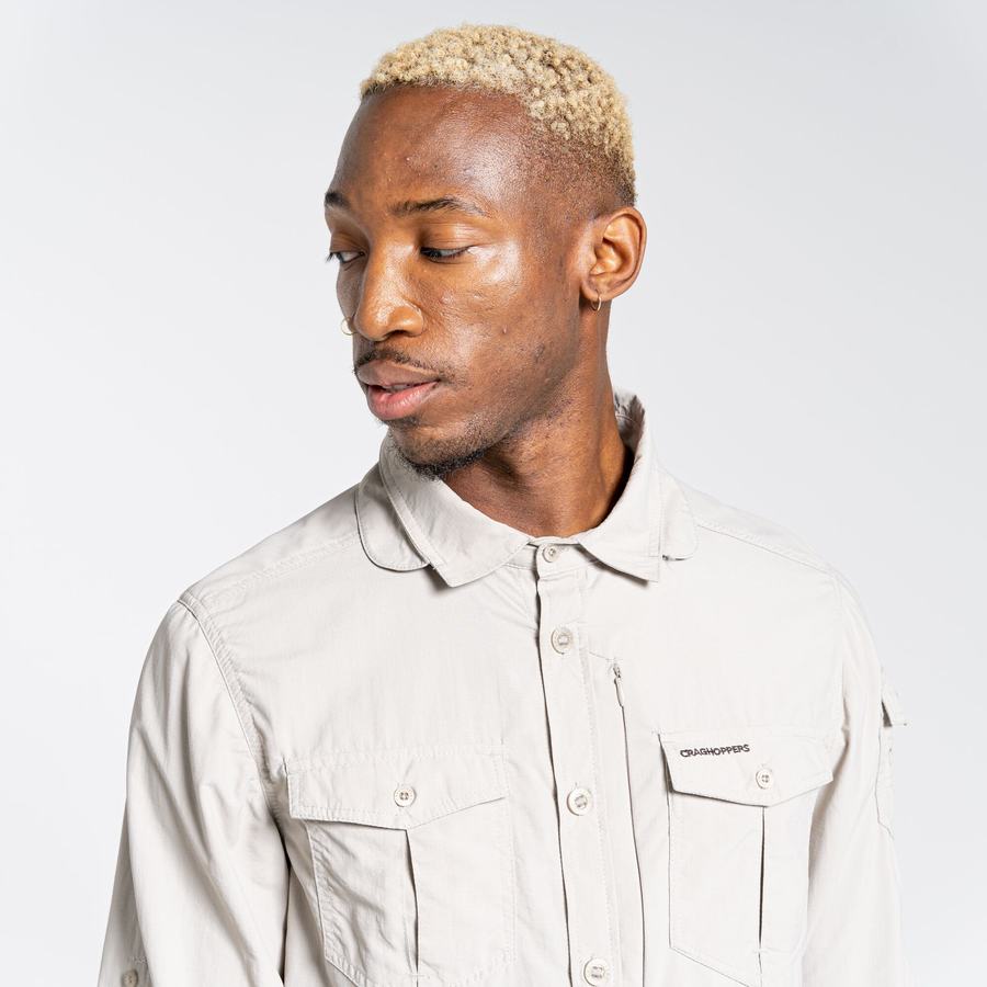 Men's Craghoppers NosiLife Adventure II Long Sleeved Shirts White | BIO729BH
