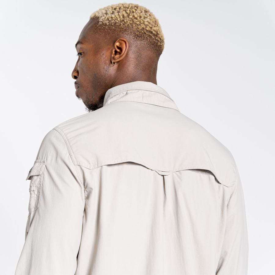 Men's Craghoppers NosiLife Adventure II Long Sleeved Shirts White | BIO729BH