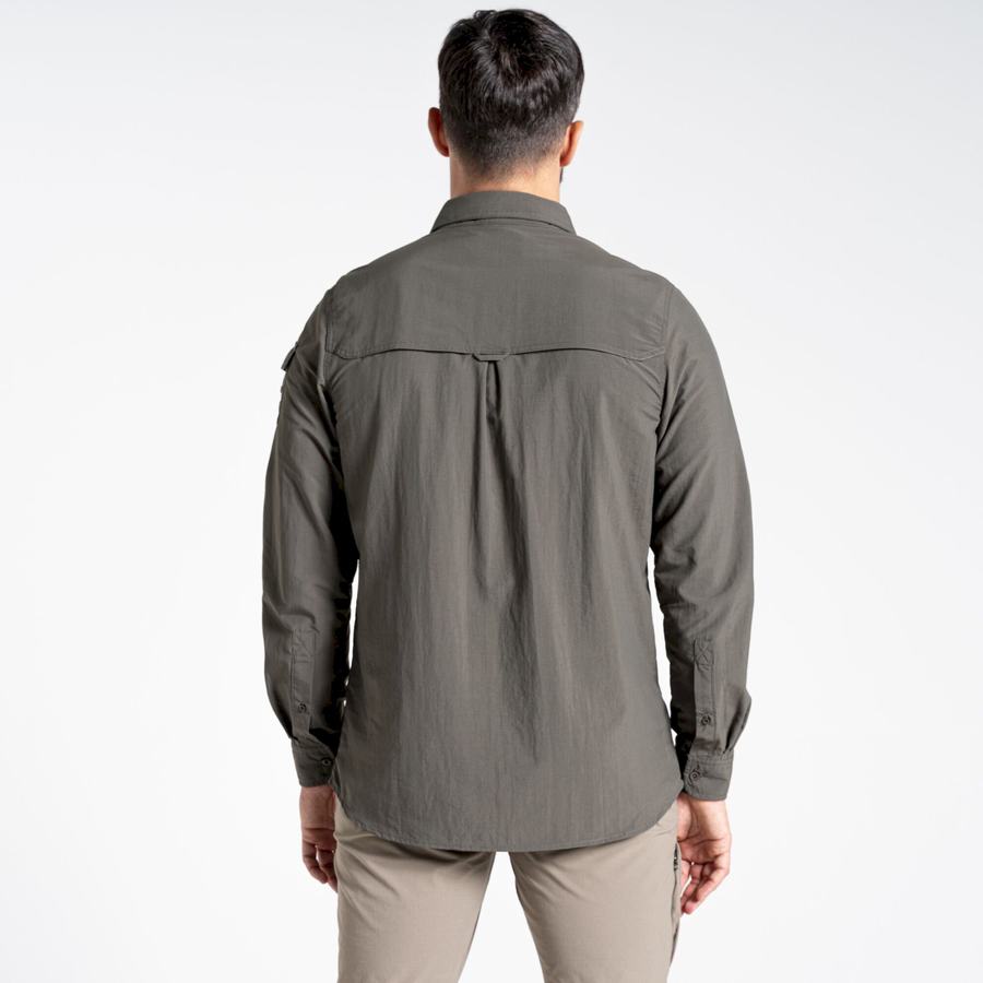 Men's Craghoppers NosiLife Adventure II Long Sleeved Shirts Dark Khaki | UHJ9657RD