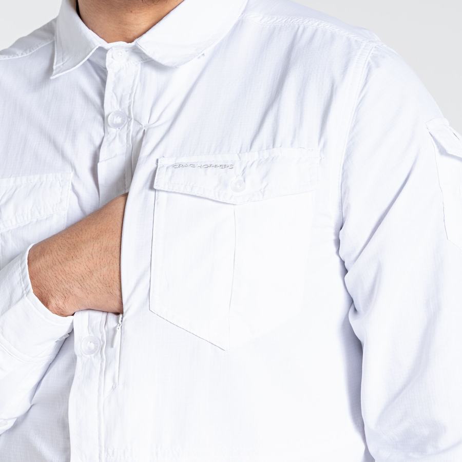Men's Craghoppers NosiLife Adventure II Long Sleeved Shirts White | WLP642BV