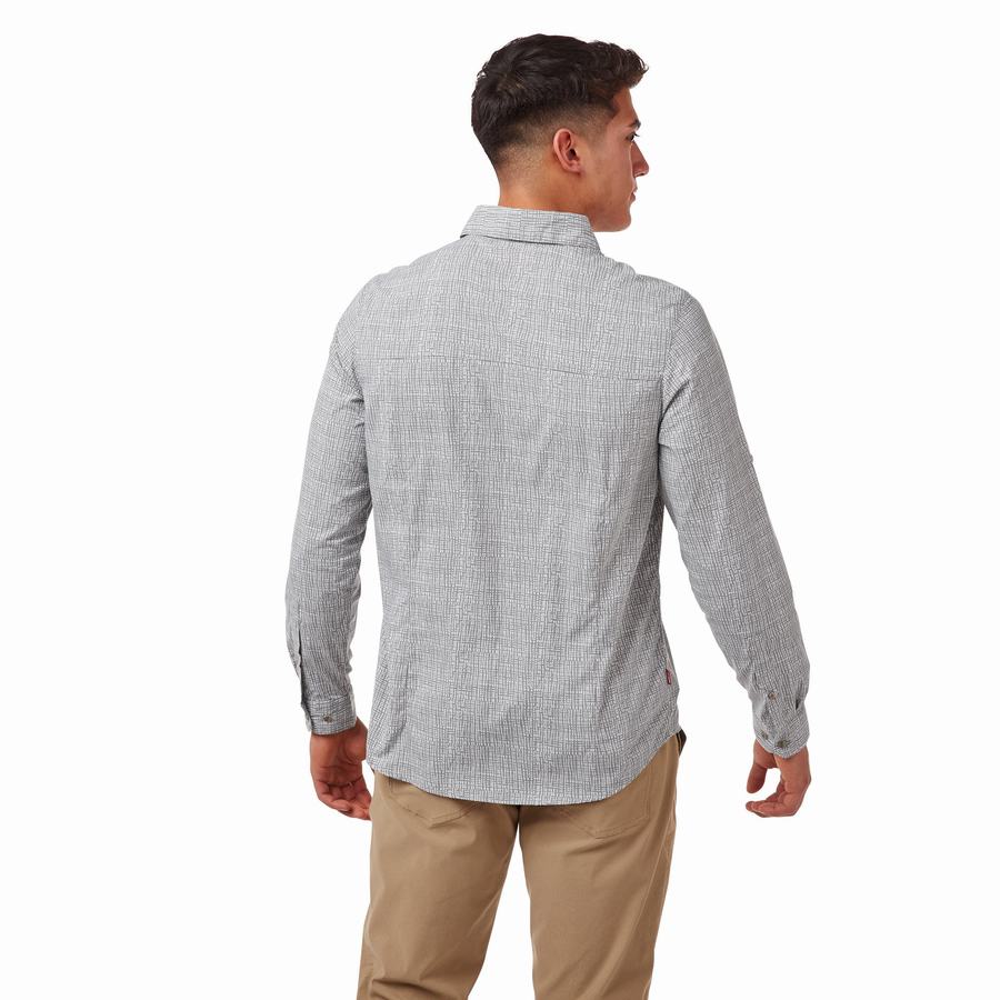Men's Craghoppers NosiLife Lester Long Sleeved Shirts Grey | ZEW4268II