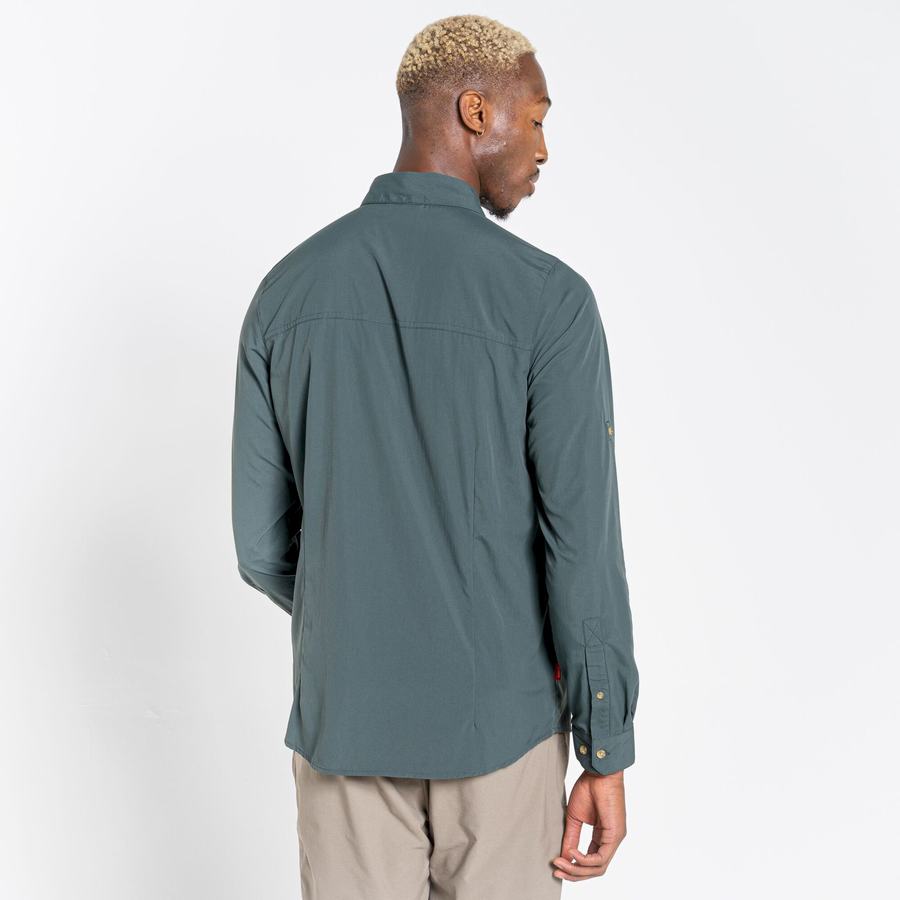 Men's Craghoppers NosiLife Nuoro Long Sleeved Shirts Green | JEH15IV