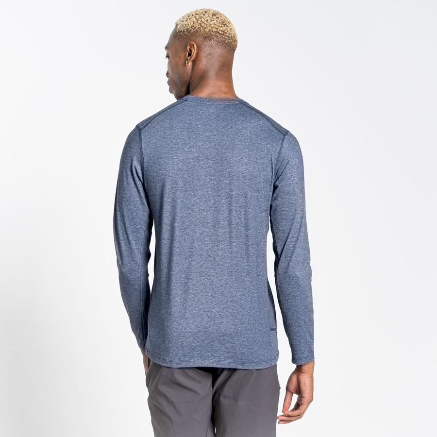 Men's Craghoppers NosiLife Talen Long Sleeved T-Shirts Navy | BHF4272SR