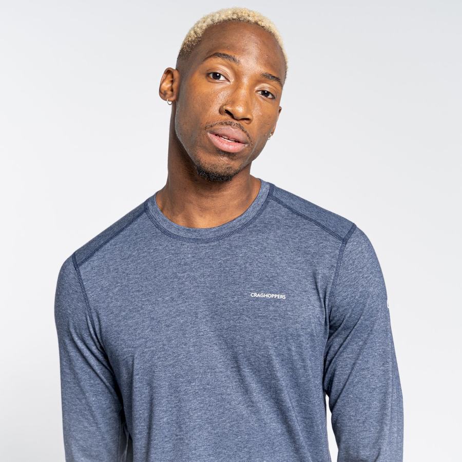 Men's Craghoppers NosiLife Talen Long Sleeved T-Shirts Navy | BHF4272SR