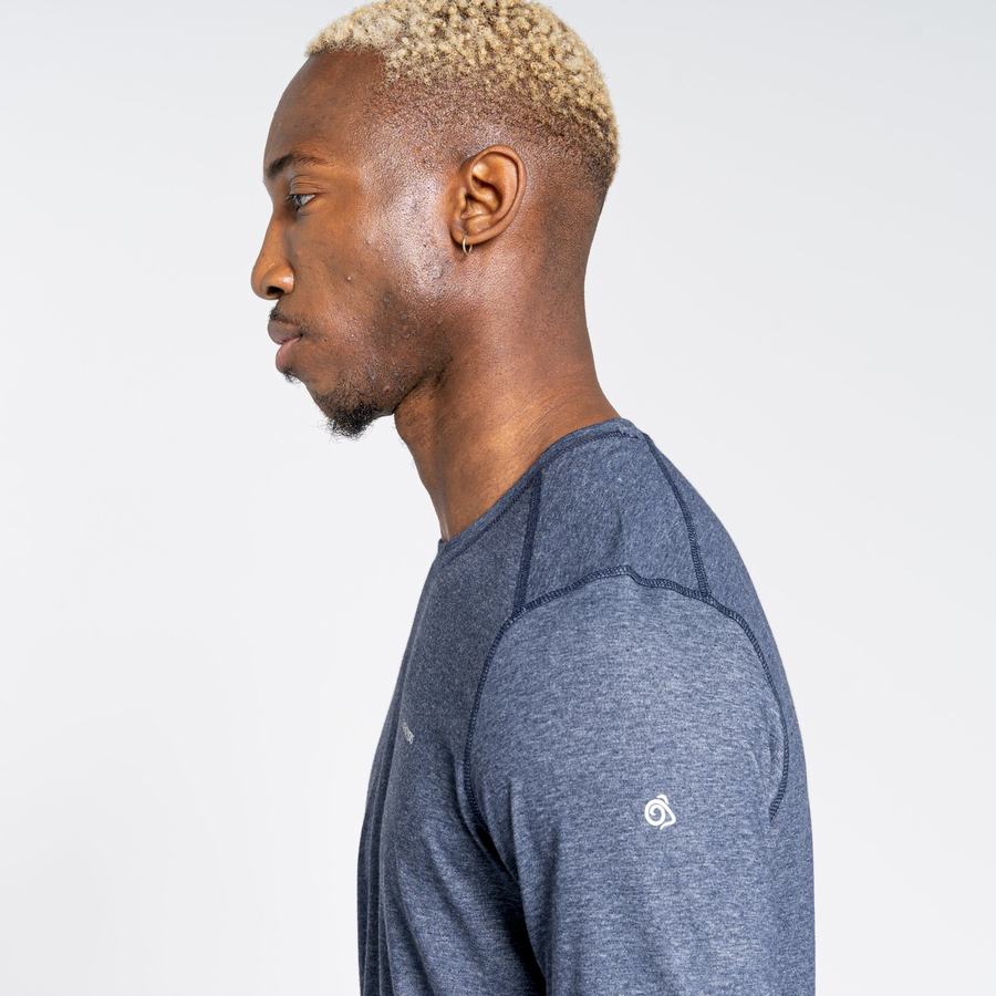 Men's Craghoppers NosiLife Talen Long Sleeved T-Shirts Navy | BHF4272SR