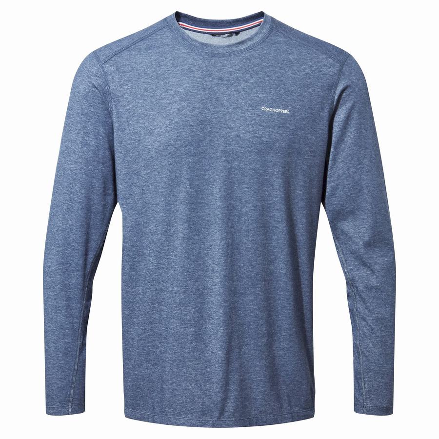 Men's Craghoppers NosiLife Talen Long Sleeved T-Shirts Navy | BHF4272SR
