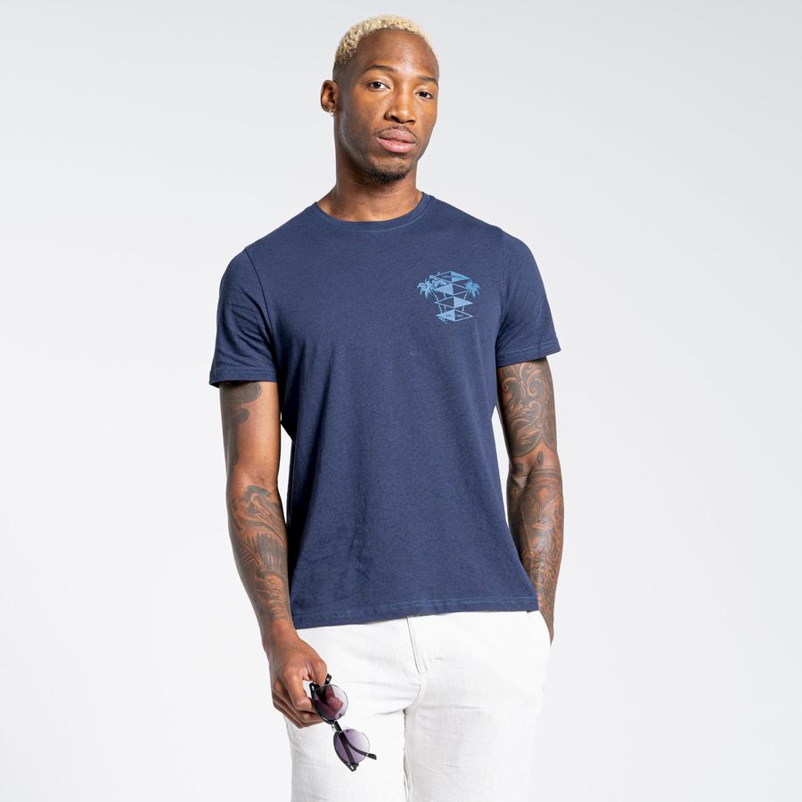 Men's Craghoppers Nosibotanical Sten Short Sleeved T-Shirts Blue Navy | KHS337CO
