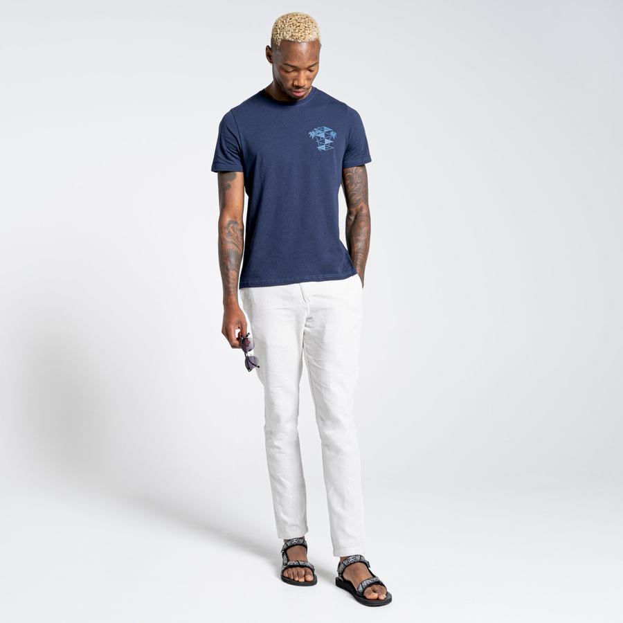 Men's Craghoppers Nosibotanical Sten Short Sleeved T-Shirts Blue Navy | KHS337CO