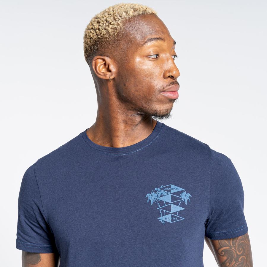 Men's Craghoppers Nosibotanical Sten Short Sleeved T-Shirts Blue Navy | KHS337CO