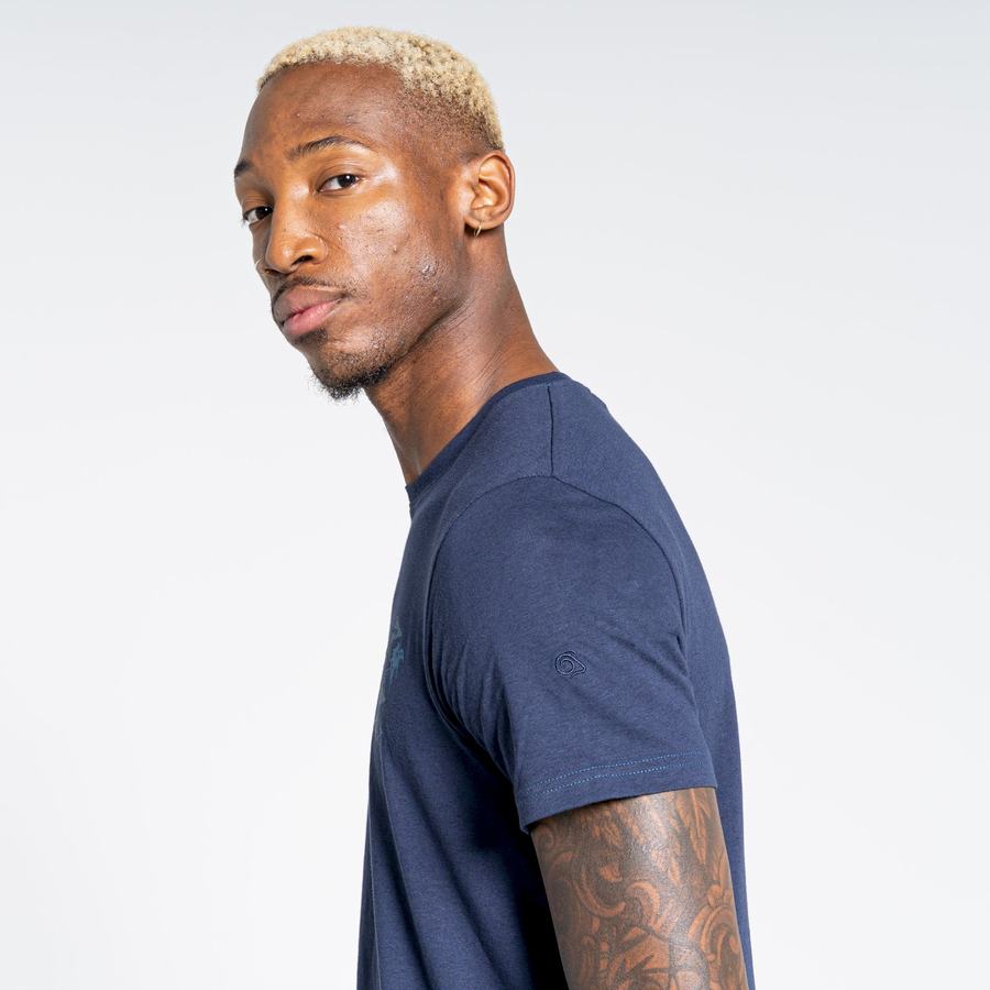 Men's Craghoppers Nosibotanical Sten Short Sleeved T-Shirts Blue Navy | KHS337CO