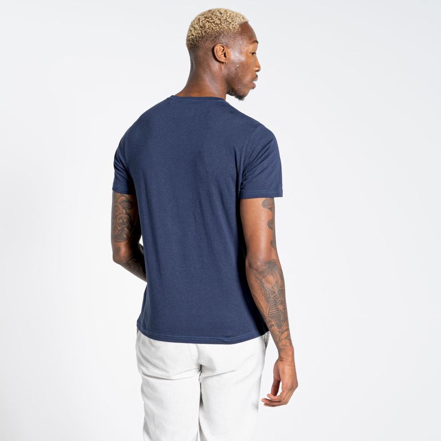 Men's Craghoppers Nosibotanical Sten Short Sleeved T-Shirts Blue Navy | KHS337CO