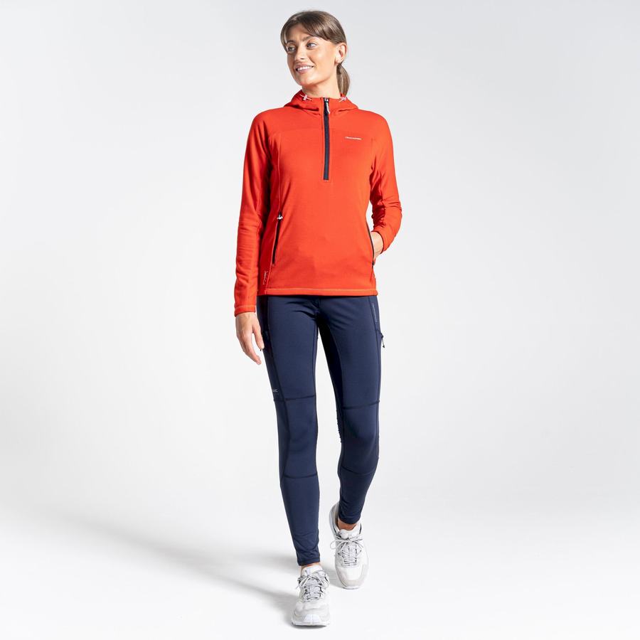 Women's Craghoppers Dynamic Hooded Half Zip Top T-Shirts Orange | WFI4833HN