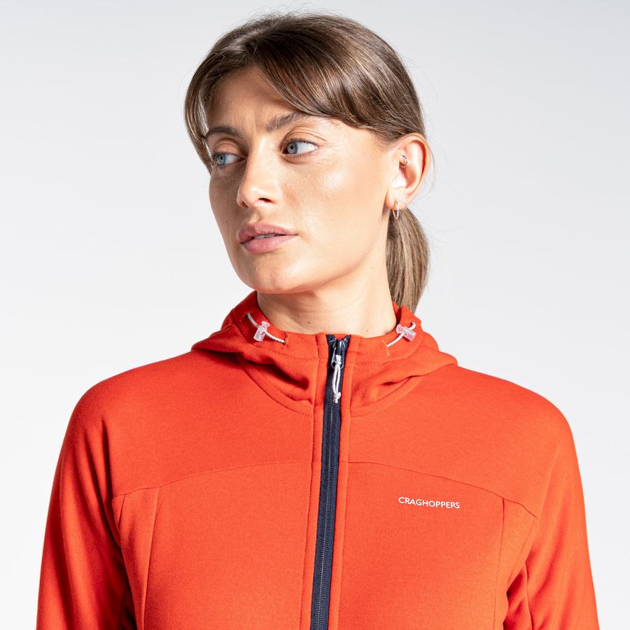 Women's Craghoppers Dynamic Hooded Half Zip Top T-Shirts Orange | WFI4833HN