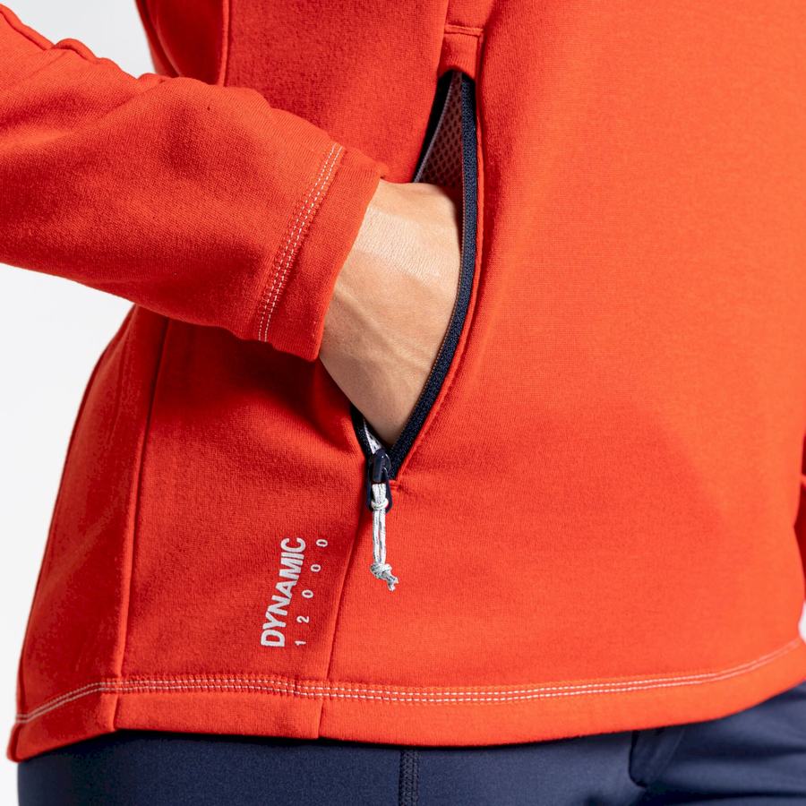 Women's Craghoppers Dynamic Hooded Half Zip Top T-Shirts Orange | WFI4833HN