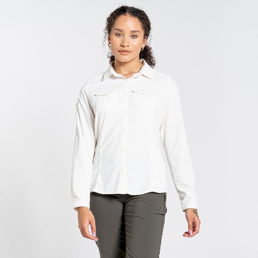 Women's Craghoppers NosiLife Adventure II Long Sleeved Shirts White | KPE914RW