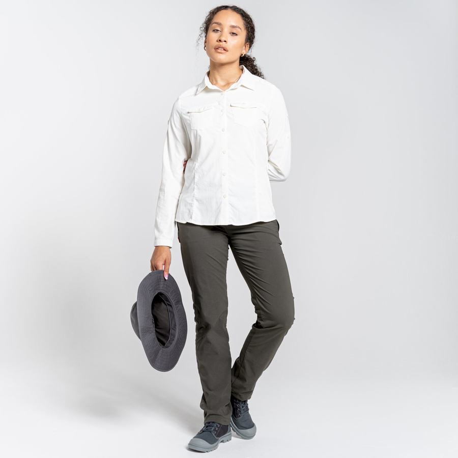 Women's Craghoppers NosiLife Adventure II Long Sleeved Shirts White | KPE914RW