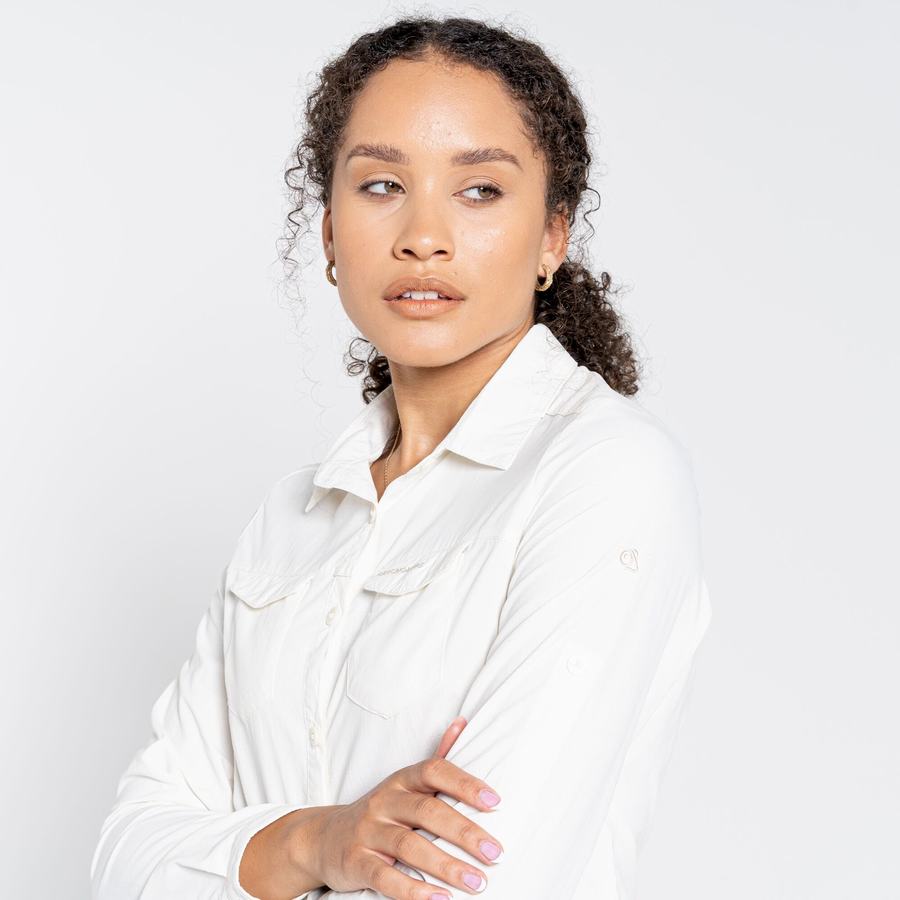 Women's Craghoppers NosiLife Adventure II Long Sleeved Shirts White | KPE914RW