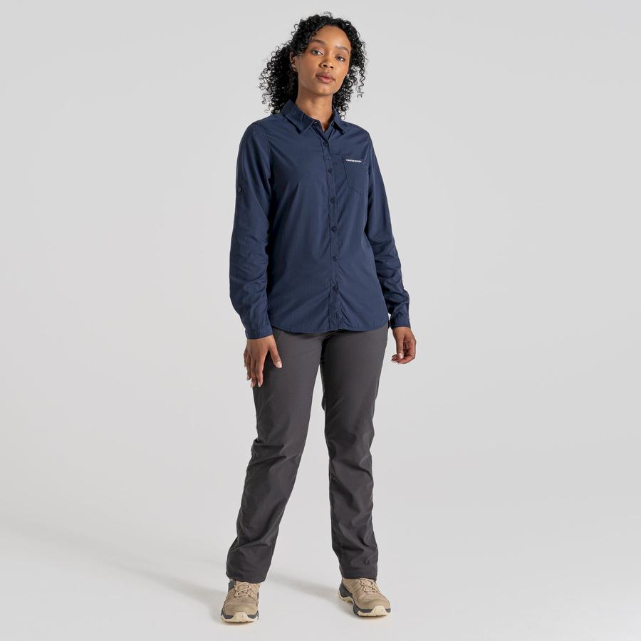Women's Craghoppers NosiLife Bardo Long Sleeved Shirts Blue Navy | KNI5484FQ