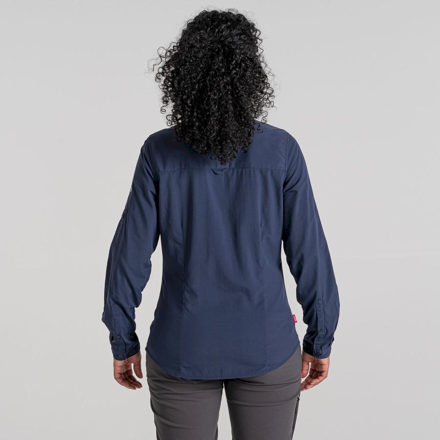 Women's Craghoppers NosiLife Bardo Long Sleeved Shirts Blue Navy | KNI5484FQ