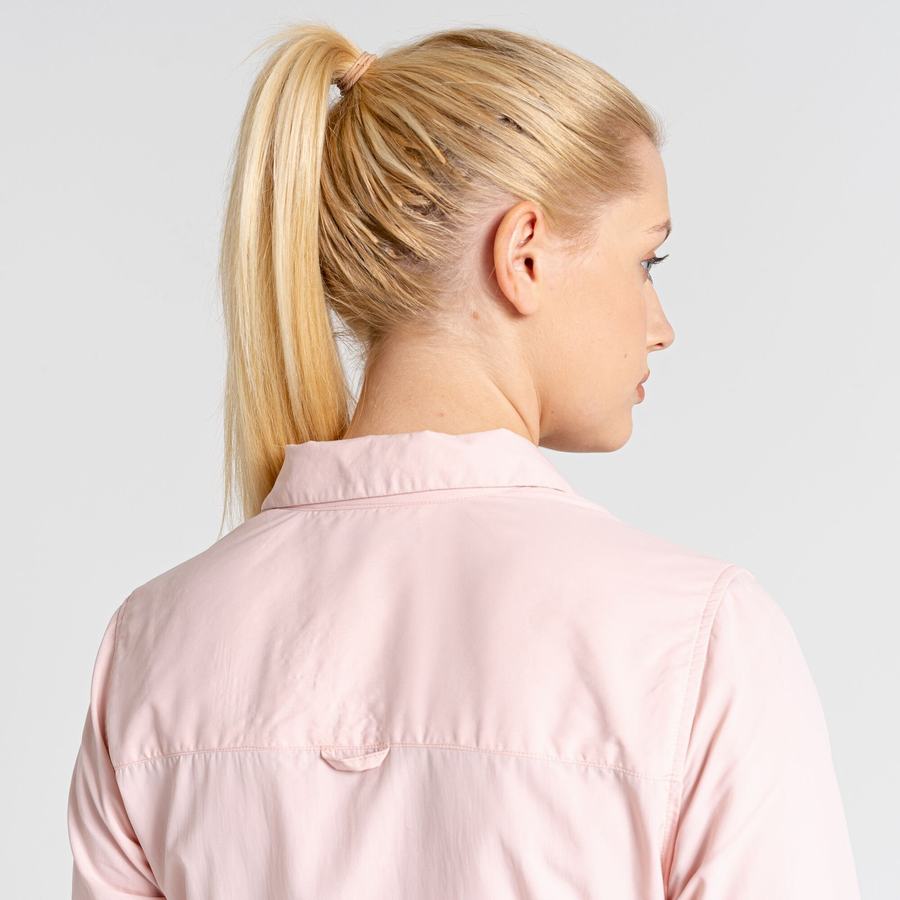 Women's Craghoppers NosiLife Bardo Long Sleeved Shirts Pink | KNN4937DN