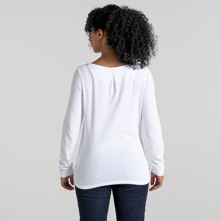 Women's Craghoppers NosiLife Erin Long Sleeved T-Shirts White | GMF4262HE
