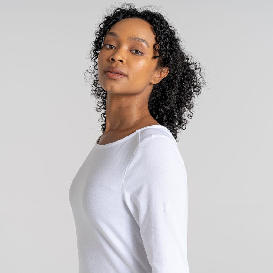 Women's Craghoppers NosiLife Erin Long Sleeved T-Shirts White | GMF4262HE