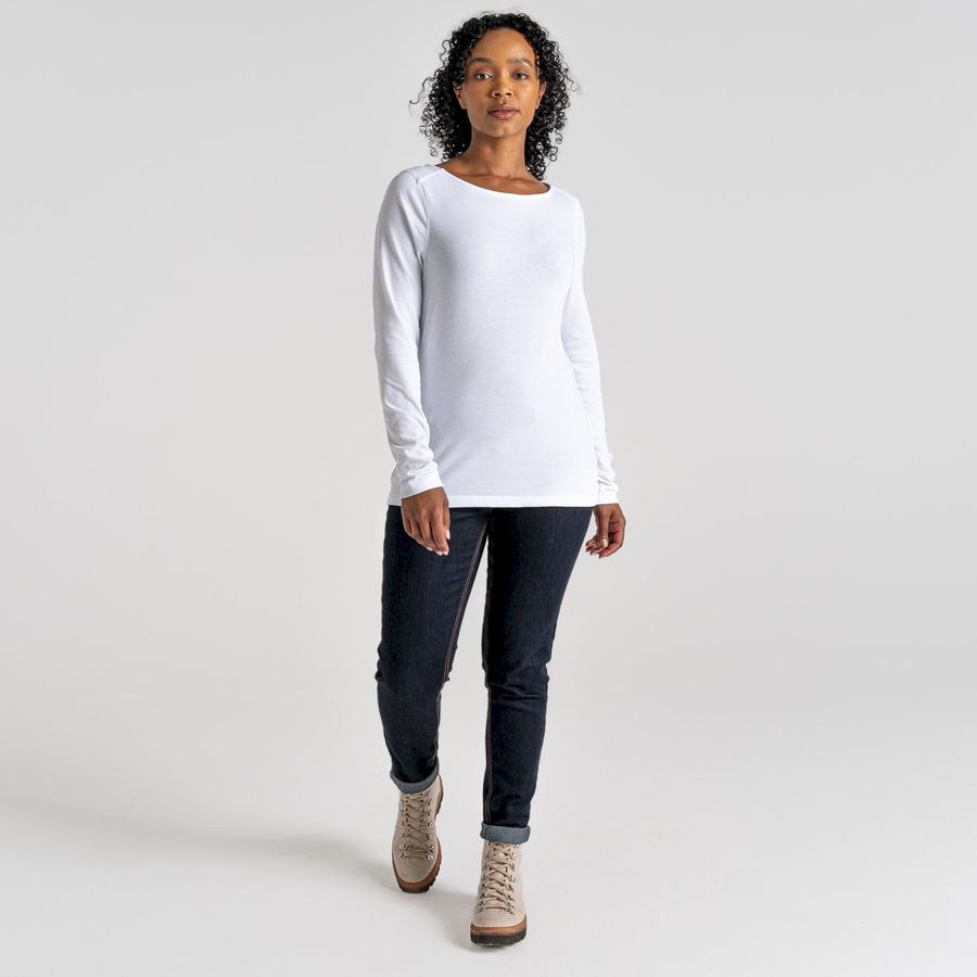 Women's Craghoppers NosiLife Erin Long Sleeved T-Shirts White | GMF4262HE