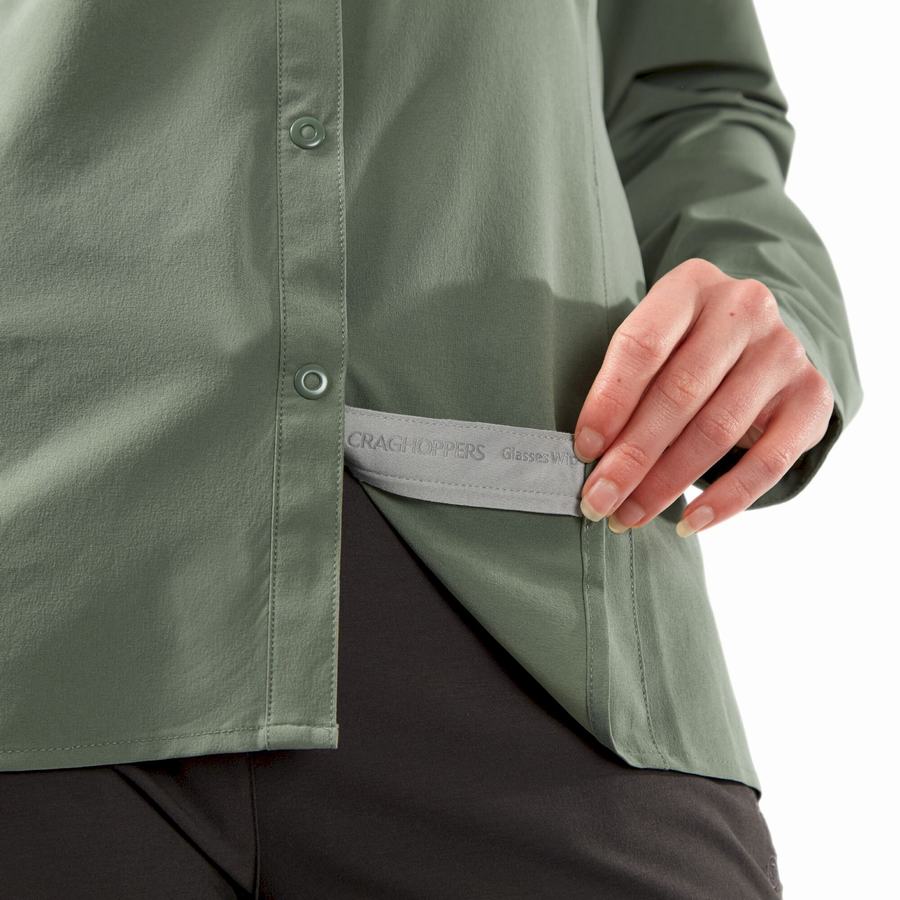 Women's Craghoppers NosiLife Pro III Long Sleeved Shirts Olive | WBO9287SZ
