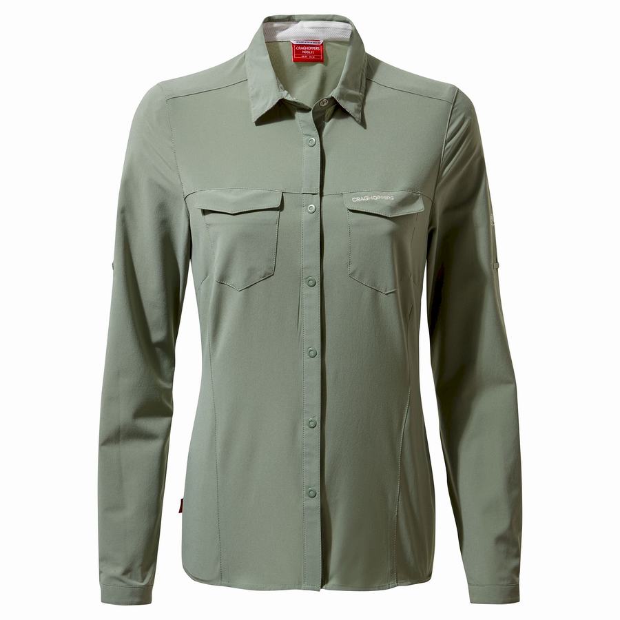 Women's Craghoppers NosiLife Pro III Long Sleeved Shirts Olive | WBO9287SZ