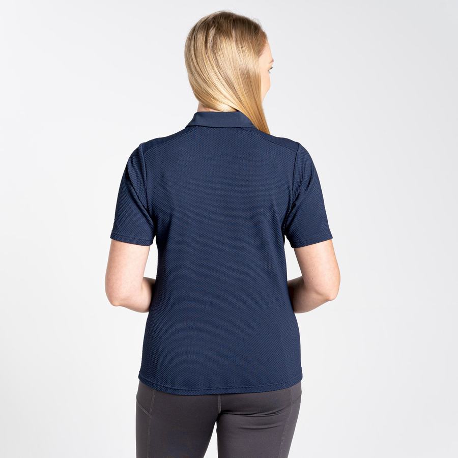 Women's Craghoppers NosiLife Short Sleeved Polo T-Shirts Blue Navy | EHY767ID