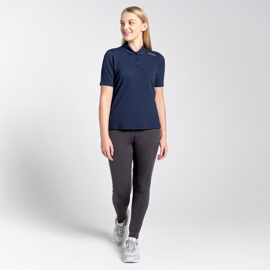Women's Craghoppers NosiLife Short Sleeved Polo T-Shirts Blue Navy | EHY767ID