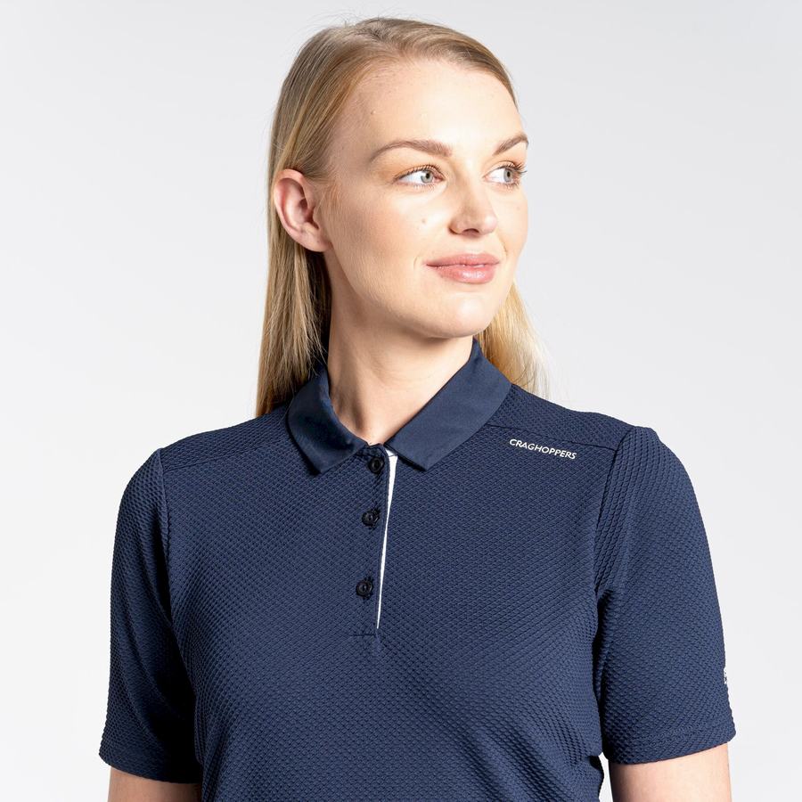 Women's Craghoppers NosiLife Short Sleeved Polo T-Shirts Blue Navy | EHY767ID