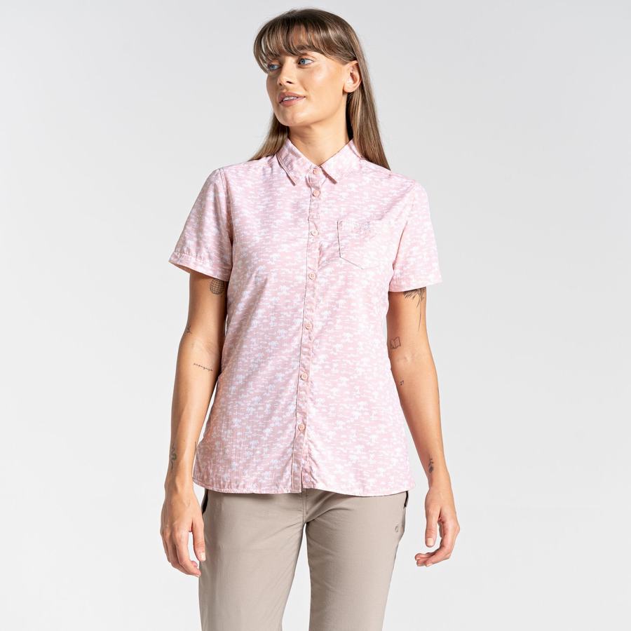 Women's Craghoppers NosiLife Tillia Short Sleeved Shirts Pink | YFW2996QS
